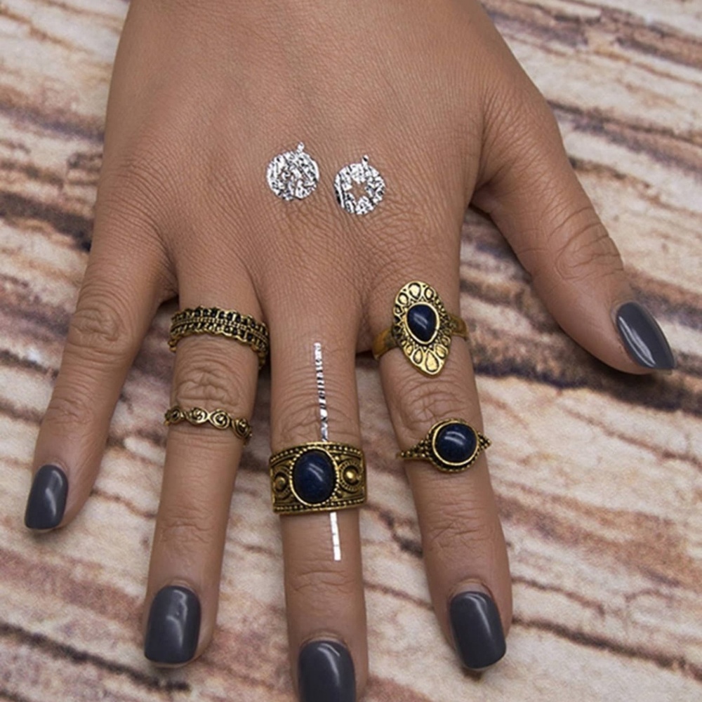 🌺4/$25🌺 New Boho Vintage Stone Ring Set - Picture 2 of 2